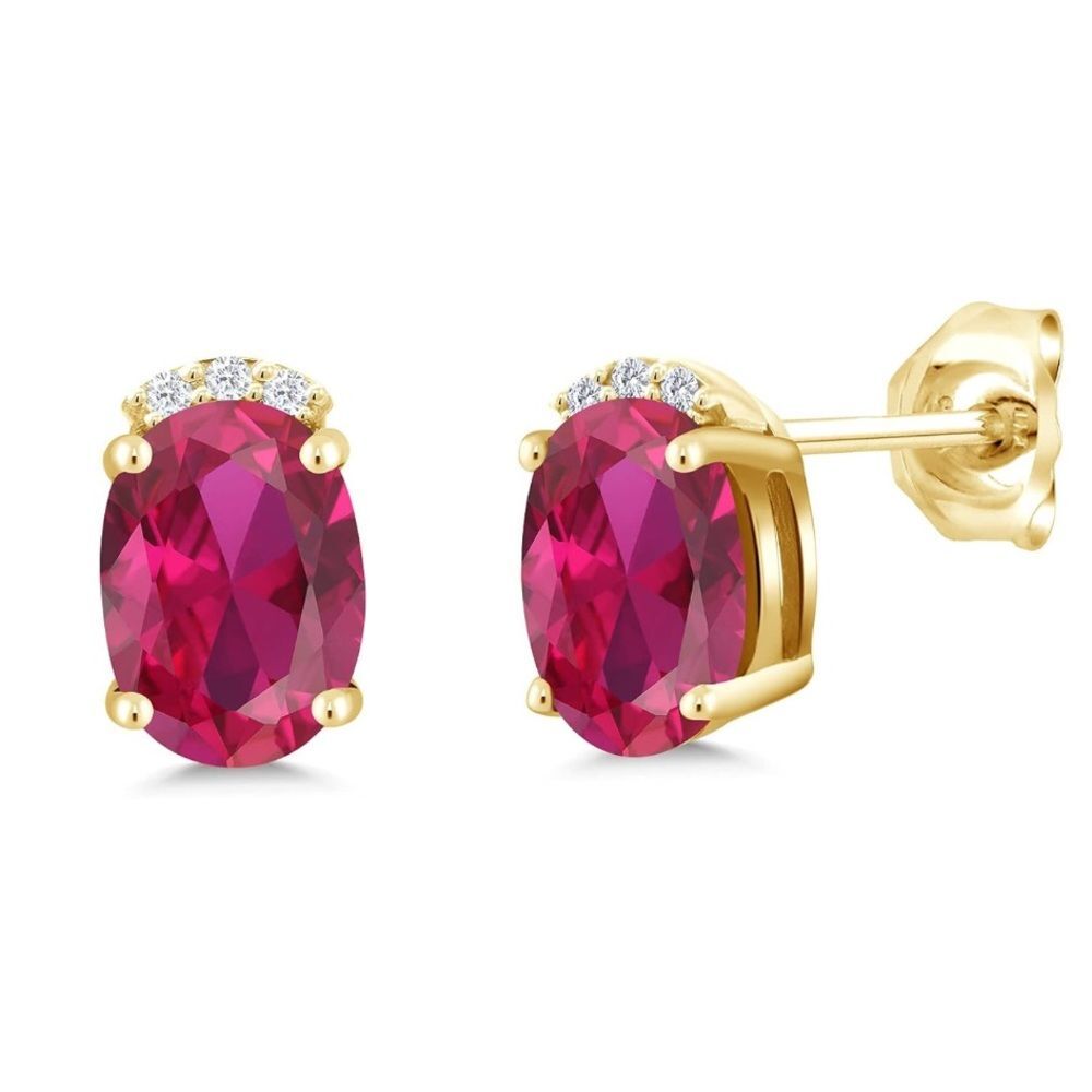 18k Diamond and Ruby Stud Earrings
